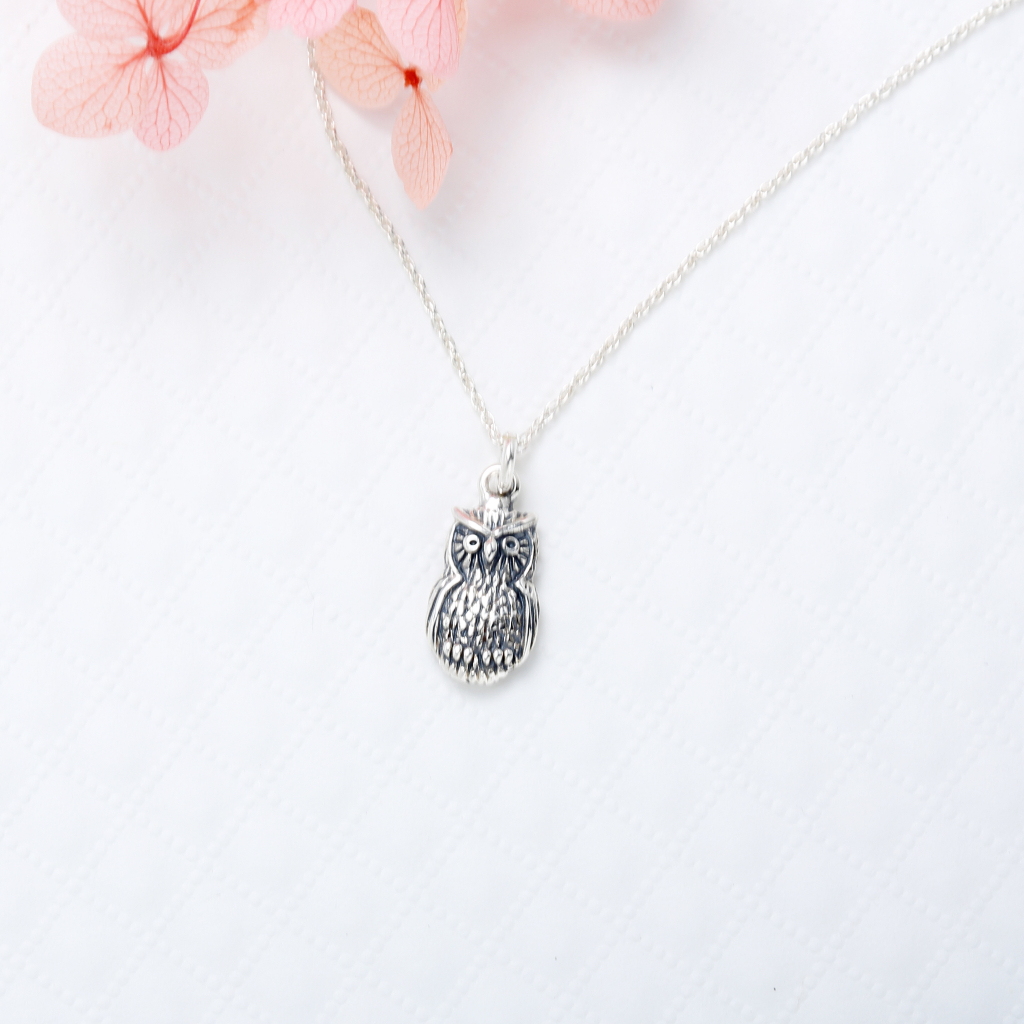 【Angel & Me】Cute Owl s925 sterling silver necklace Valentine Day birthday gift, , large