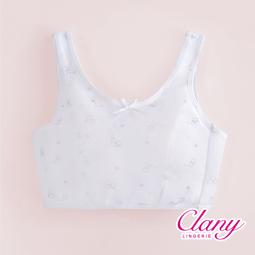 可蘭霓Clany 小貓咪冰礦涼感無鋼圈少女S-Q/2XL 學生內衣 成長型內衣 胸衣 背心 8038-61 雲朵灰, , large