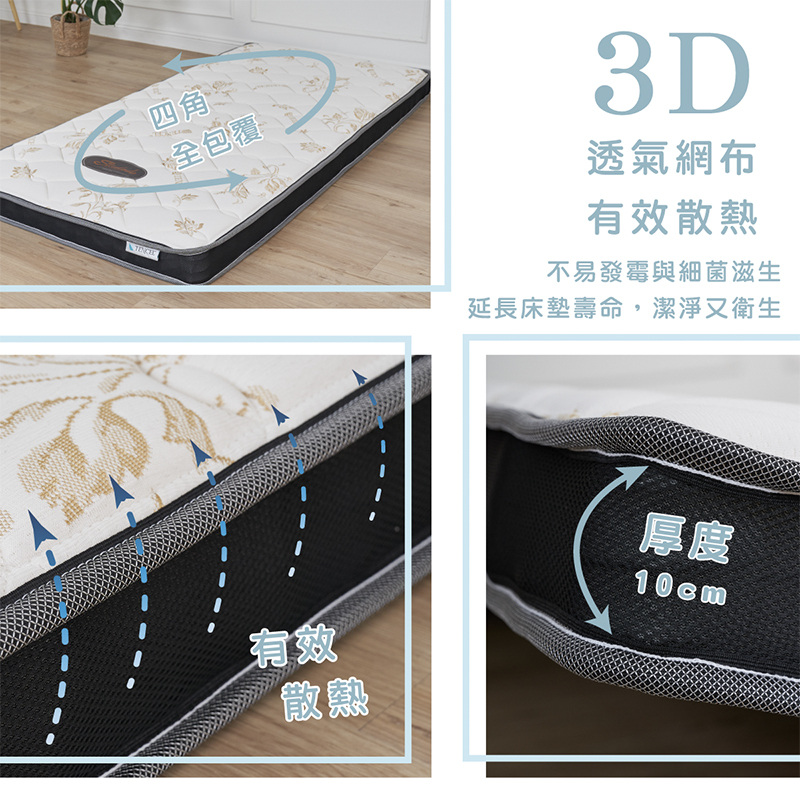 ［熊棉］奇幻天絲獨立筒床墊｜3.5尺｜獨立筒 天絲棉 折疊床 偏軟款 慢回彈 好收納 車宿 露營 租屋, , large