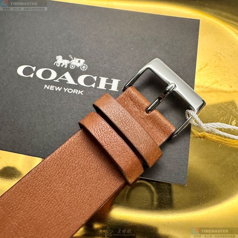 [星晴錶業]COACH手錶,36mm,CH00284銀白色錶面銀錶殼咖啡色真皮皮革錶帶款, , large