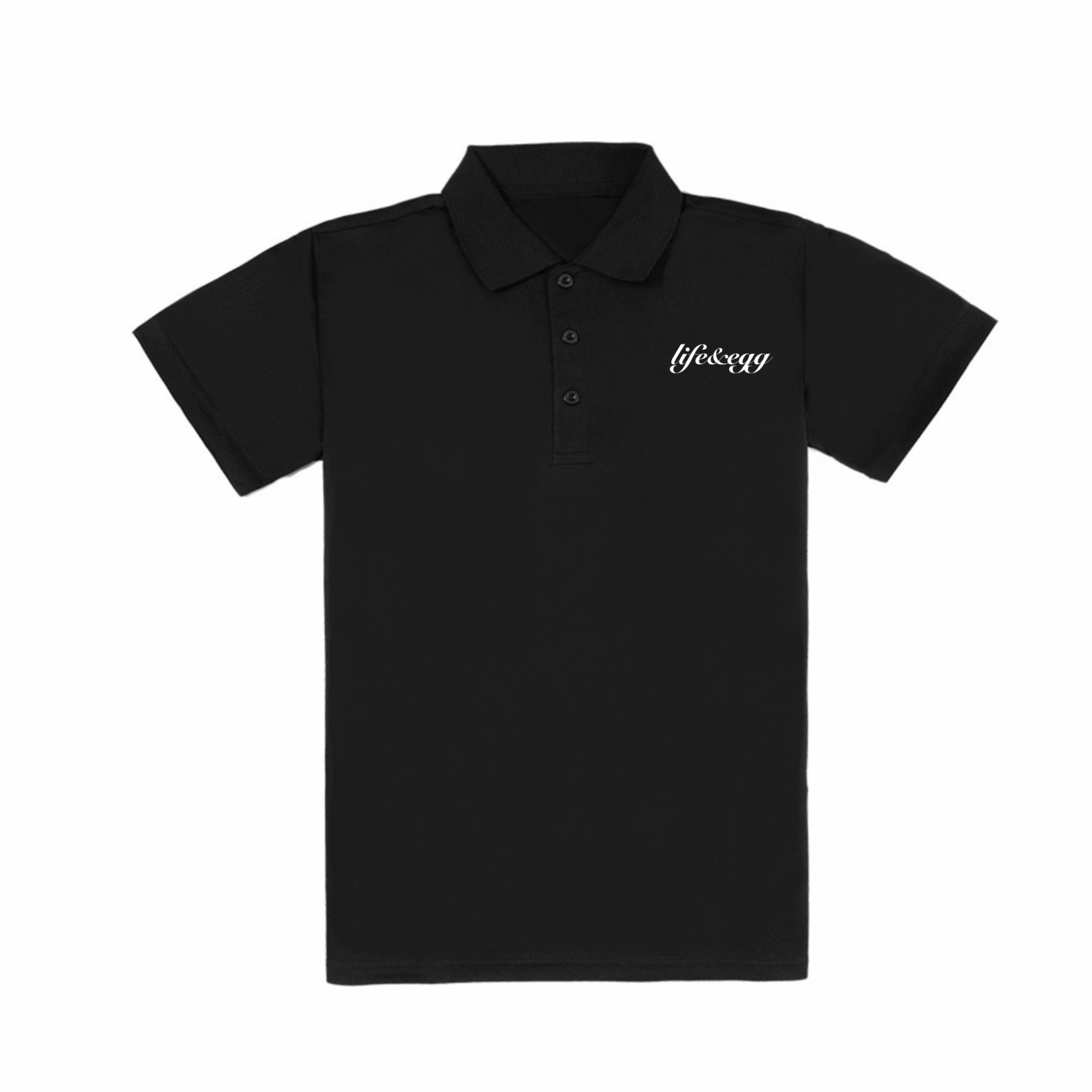 【LIFE&EGG】簡約草字短Polo /黑, , large
