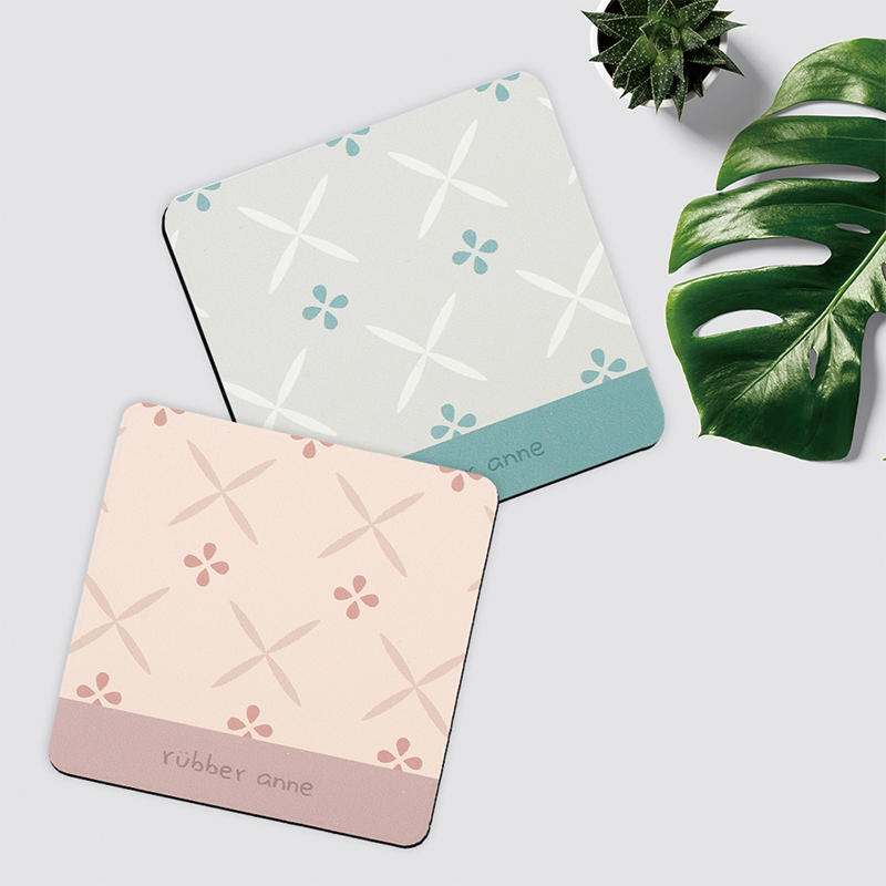 【Monster】 Soft Diatomaceous Earth Absorbent Coaster &ndash; Floral Tile Series (10x10cm) &ndash; Pink & Brown Tile Memories, , large
