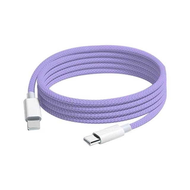 2入組 蘋果60W疾速快充 Type-C to Type-C淺紫編織充電線2M, , large