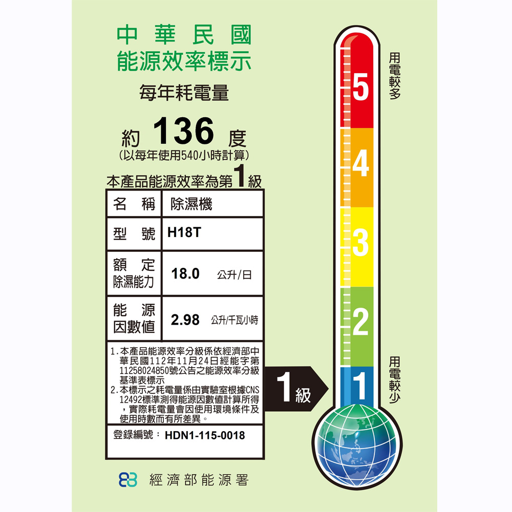 Haier 海爾18公升 一級能效 省電高效除濕機 H18T, , large