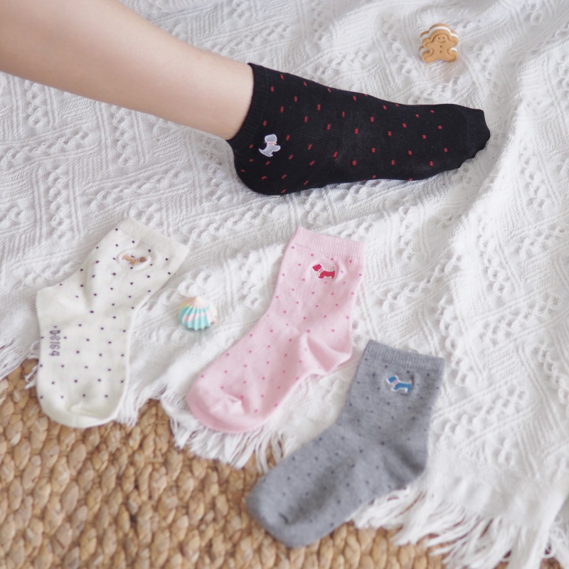[凱美棉業] 10雙組 隨機出色 MIT台灣製 點點刺繡純棉童襪 精緻圖案設計 3-6歲, , large