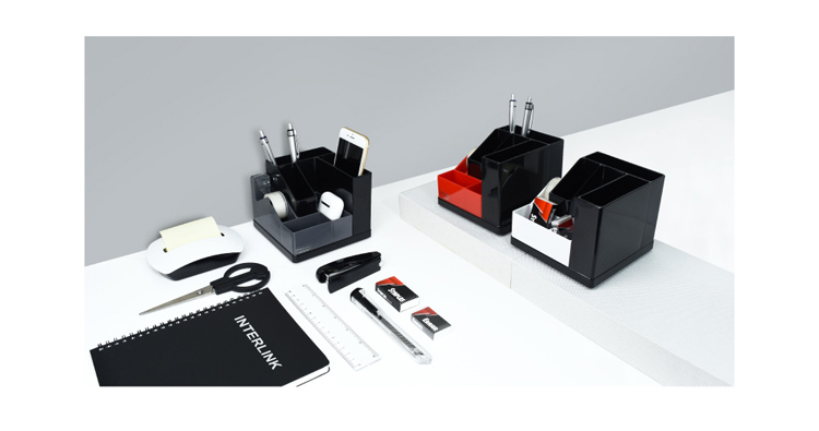 【O-Life】 Rotating Tape Stand Storage Box - Black and Red, , large