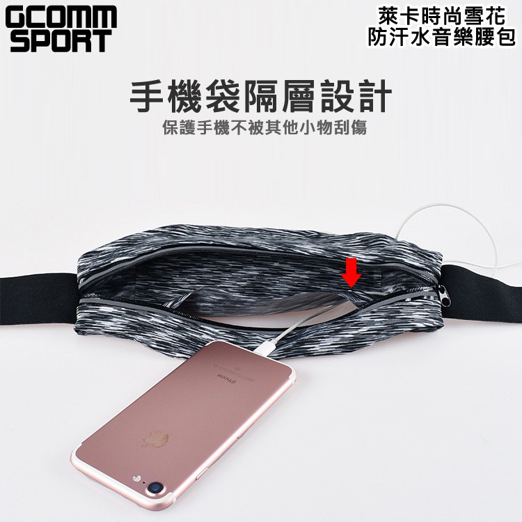 GCOMM SPORT 萊卡時尚雪花防汗水音樂腰包 綠黃雪花, , large