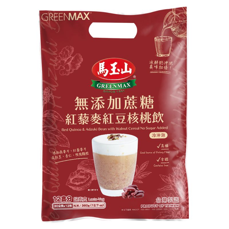 馬玉山無添加蔗糖紅藜麥紅豆核桃飲30g x1, , large