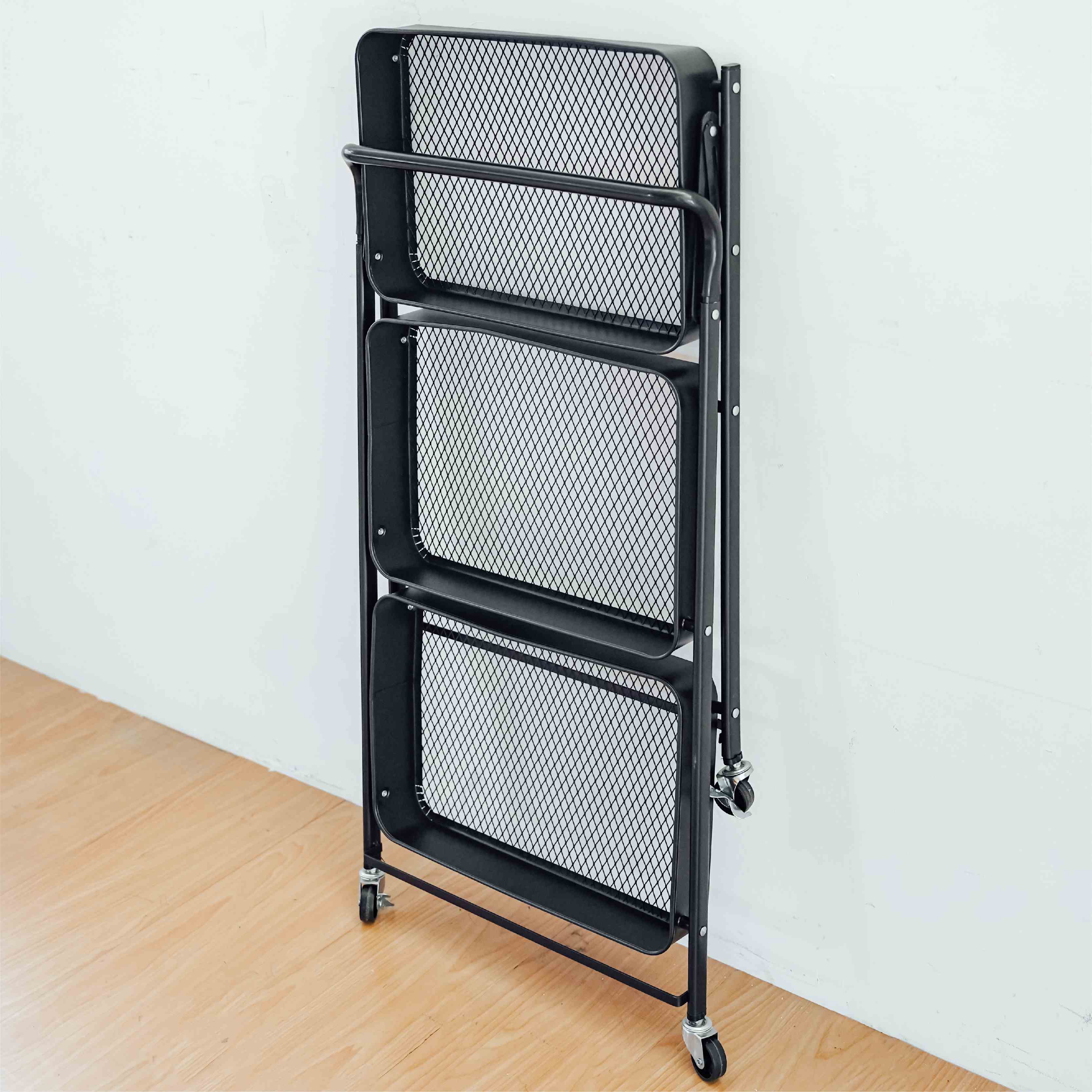 folding storage basket trolley, , large