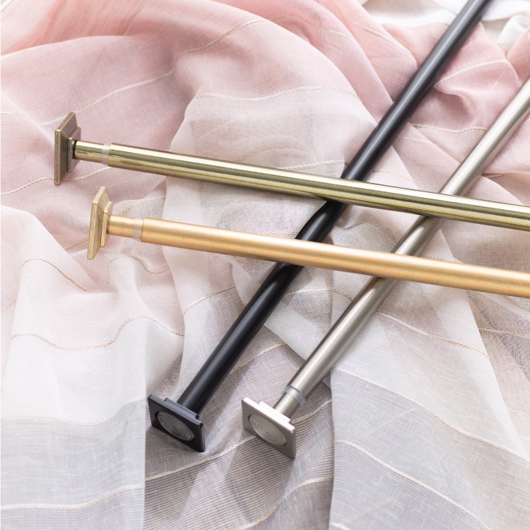 Taiwan Made Tension Curtain Rod &ndash; Classica Series with Square End Cap | No Drilling | Multi-Purpose Rod | 3 Sizes | 132-228cm Brushed Nickel, , large
