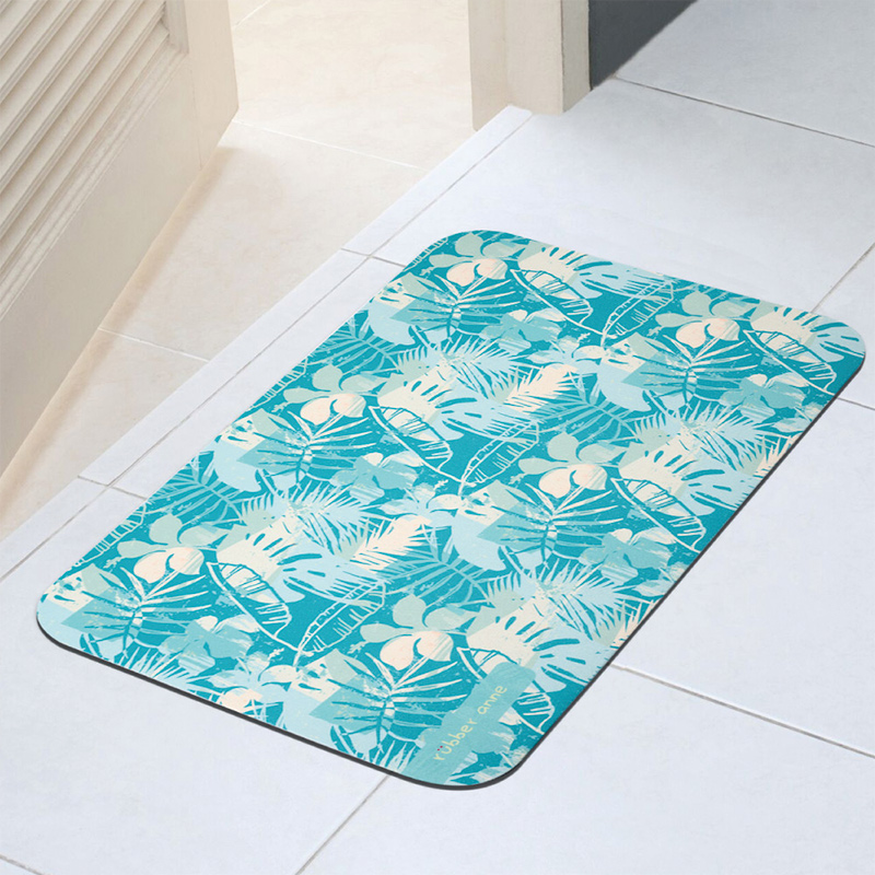【Monster】 Soft Diatomaceous Earth Absorbent Mat &ndash; Verdant Garden (60x40cm) &ndash; Green Lotus, , large