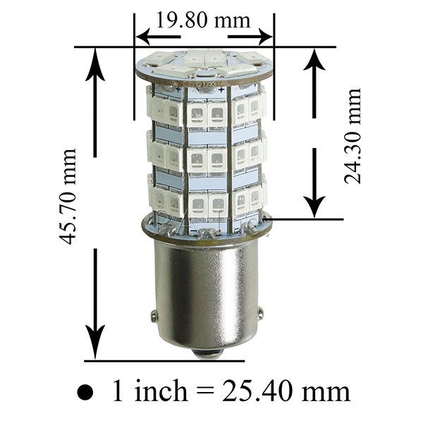 【PA LED】1156 單芯 平角 斜角 55晶 5630 2835 SMD LED 紅光 尾燈 小燈 方向燈 後霧燈, , large