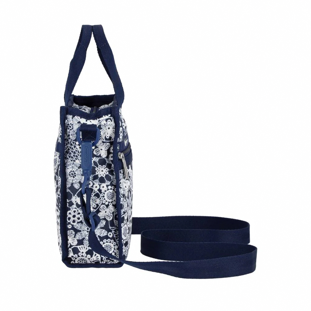 Lesportsac Mini N/S Tote 迷你方型托特包 通勤隨身包 肩背手提袋 手機包 送禮 禮物 女包(復古蕾絲花卉), , large