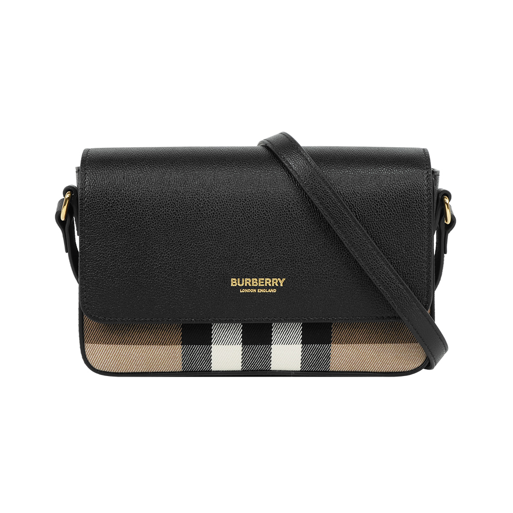 BURBERRY Hampshire 新款格紋帆布拼皮革手拿包/斜背包, , large
