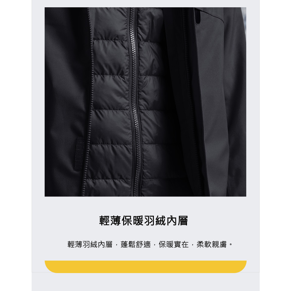 12145119男款羽絨兩件式外套～90/10白鴨絨 防風防水保暖三合一衝鋒外套, , large