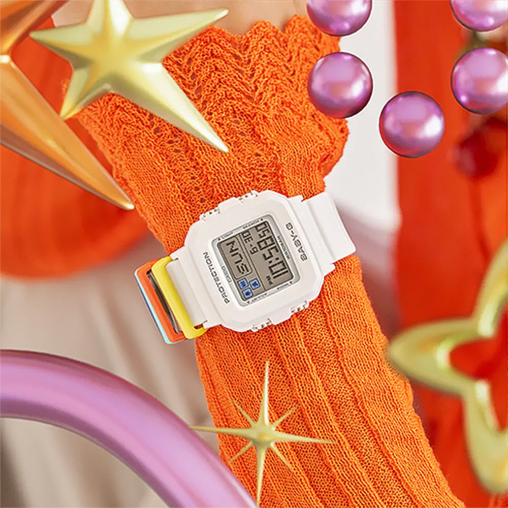 CASIO 卡西歐 BABY-G 隨附6個繽紛錶帶環 像素動畫手錶 BGD-10L-7, , large