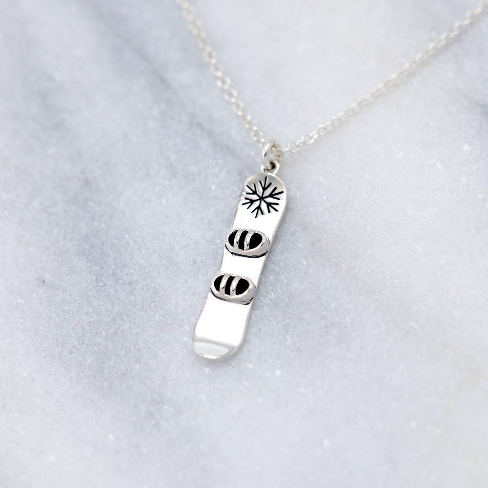 【Angel & Me】3D Snowboard s925 sterling silver necklace ski sport gift, , large