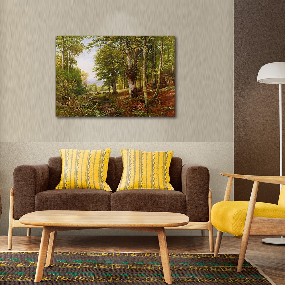 【御畫房】綠林小鹿之一 國家一級畫師手繪油畫60&times;90cm(VF-192), , large