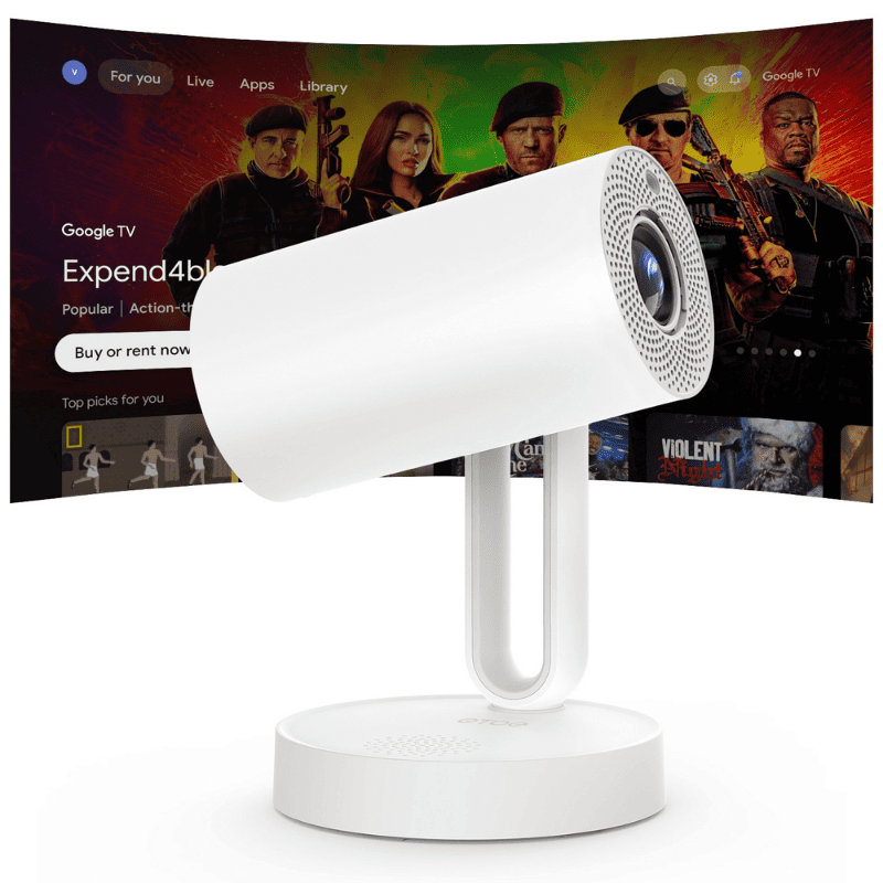 【ETOE】Starfish Plus Projector upgrade with 1080P FHD, 140&deg; Rotation, Google TV and Netflix certified, 4K Support, TV Projector with Automatic Keystone, Chromecast Built in, 5G Wi-Fi, , large
