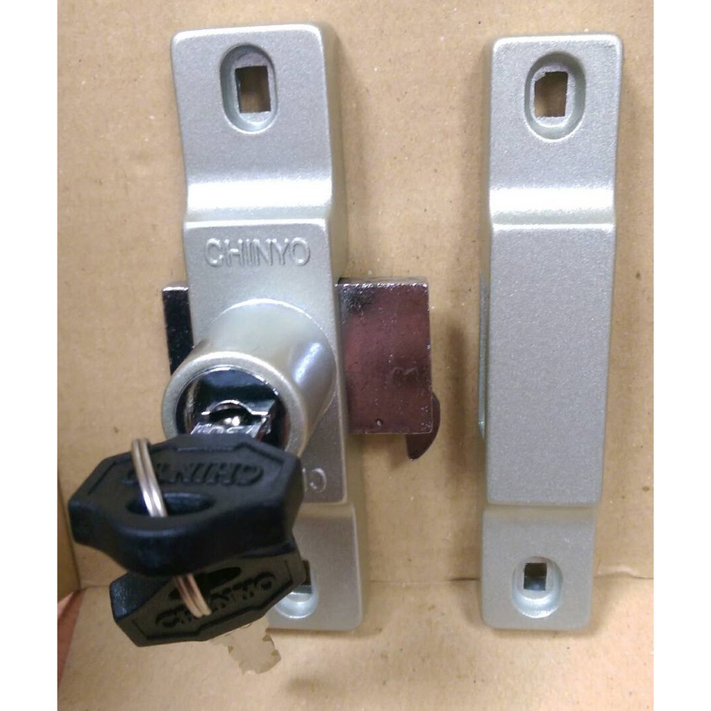 鋁門鎖 門鎖 銀色 青葉牌 285 HCS025 固展窗 香檳色 拉門專用鎖 有鈎仔, , large