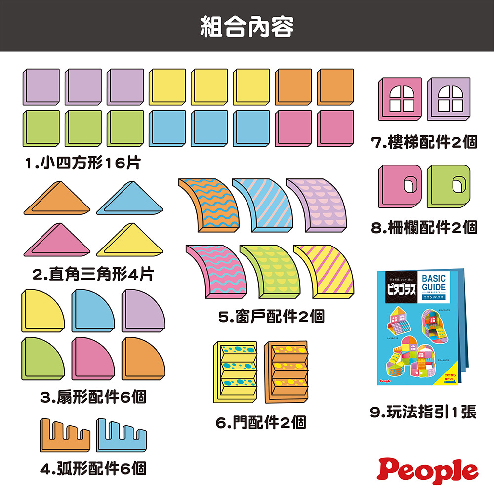 【唯可】People益智磁性積木BASIC系列-圓形小屋組合(贈提袋), , large