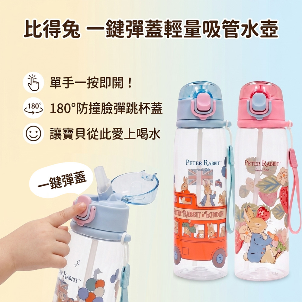 Peter Rabbit 比得兔｜一鍵彈蓋 Tritan 輕量兒童水壺 650ml－2款可選, , large