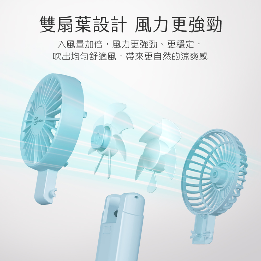 【aibo】雙扇葉折疊頸掛/手持兩用風扇-HA-FAN1146-G可可灰, , large