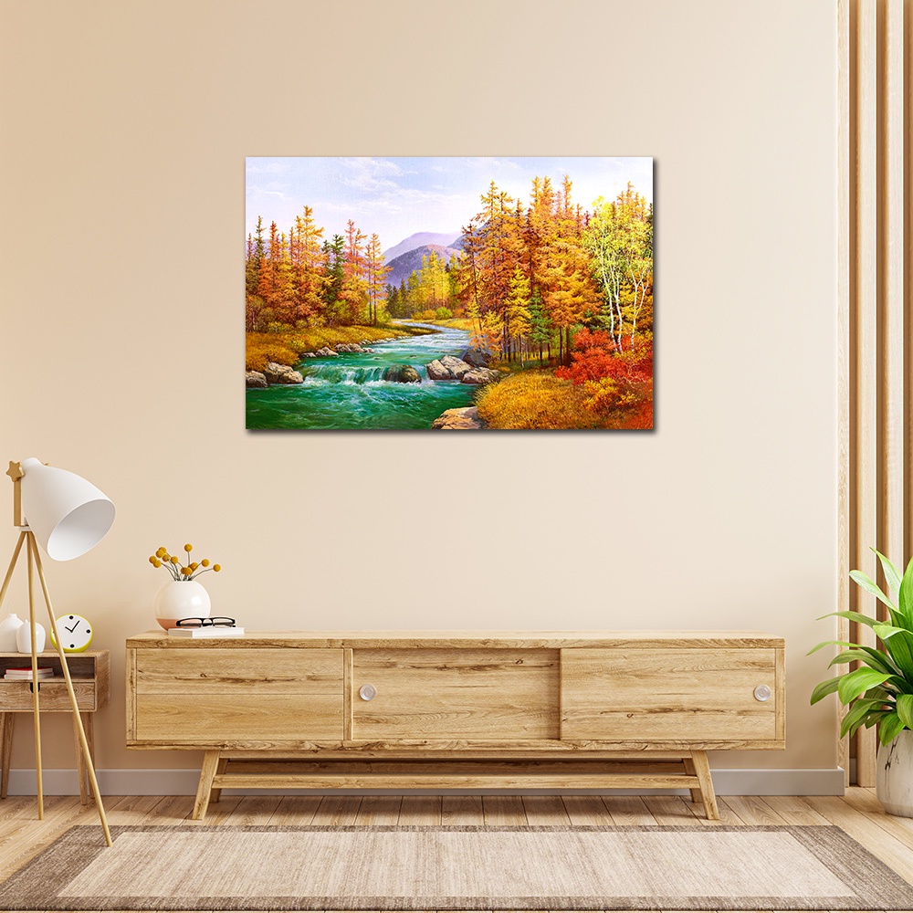 【御畫房】富金風溪流 國家一級畫師手繪油畫60&times;90cm(VF-10), , large