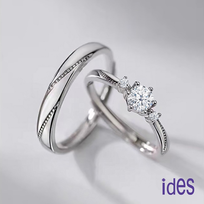 [ides愛蒂思] 日系設計款50分F/VS1頂級3EX車工鑽石戒指結婚戒指情侶對戒/一見傾心, , large