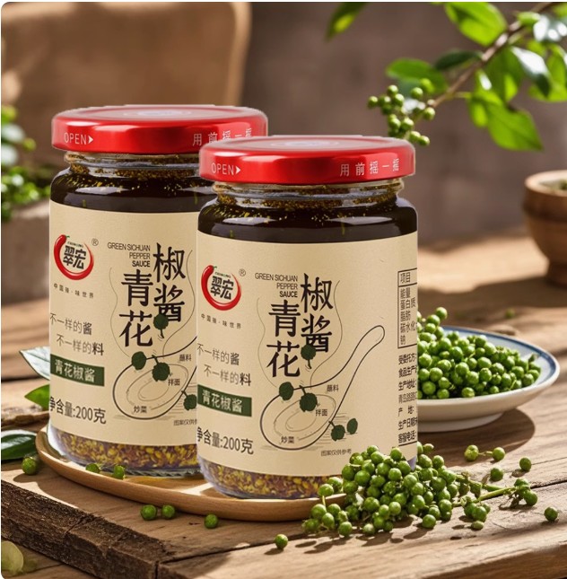 翠宏青花椒醬玻璃瓶裝200g, , large