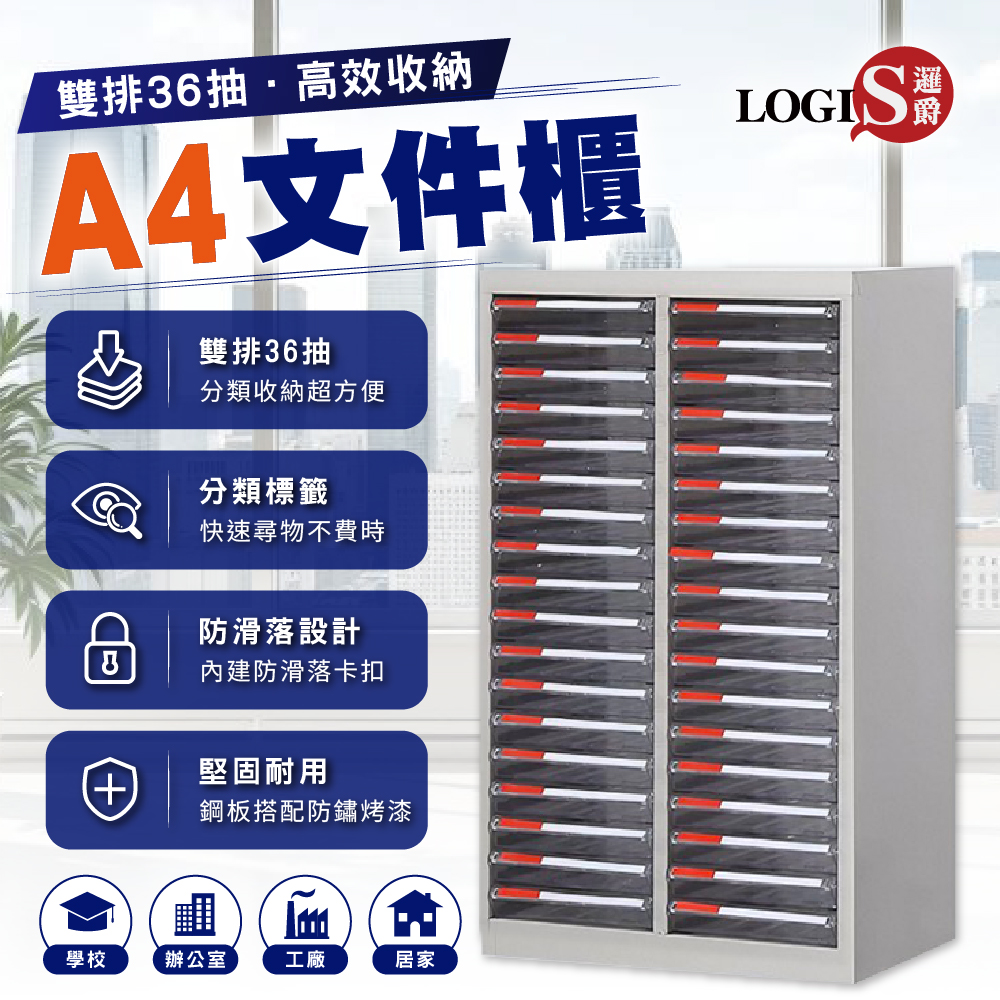 (LOGIS)雙排36抽 A4文件櫃 抽屜文件櫃 資料櫃 分類收納櫃 【54S18S18】, , large