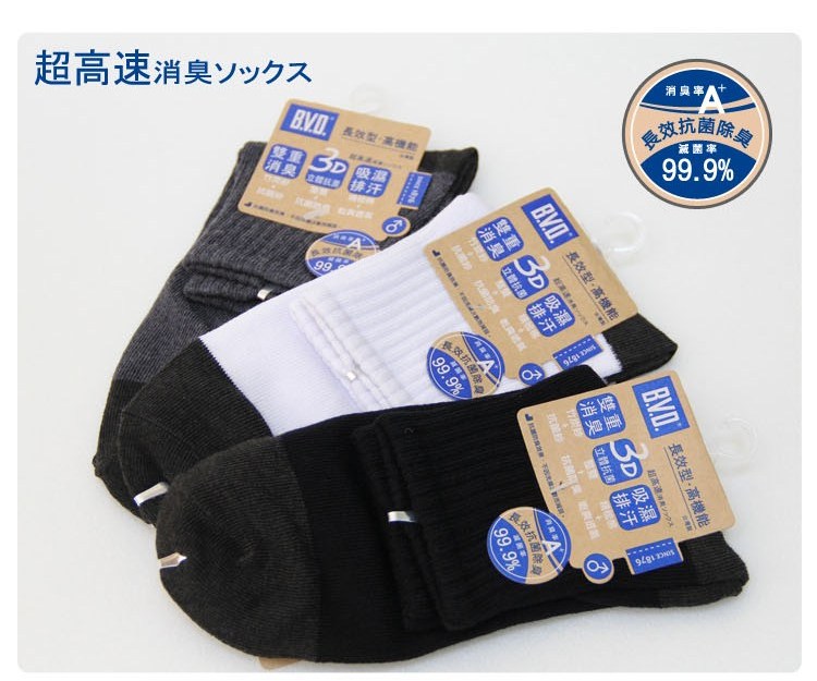 【BVD】6雙組-雙效抗菌除臭1/2健康男襪(加大)-B384 男襪 短襪 學生襪, , large