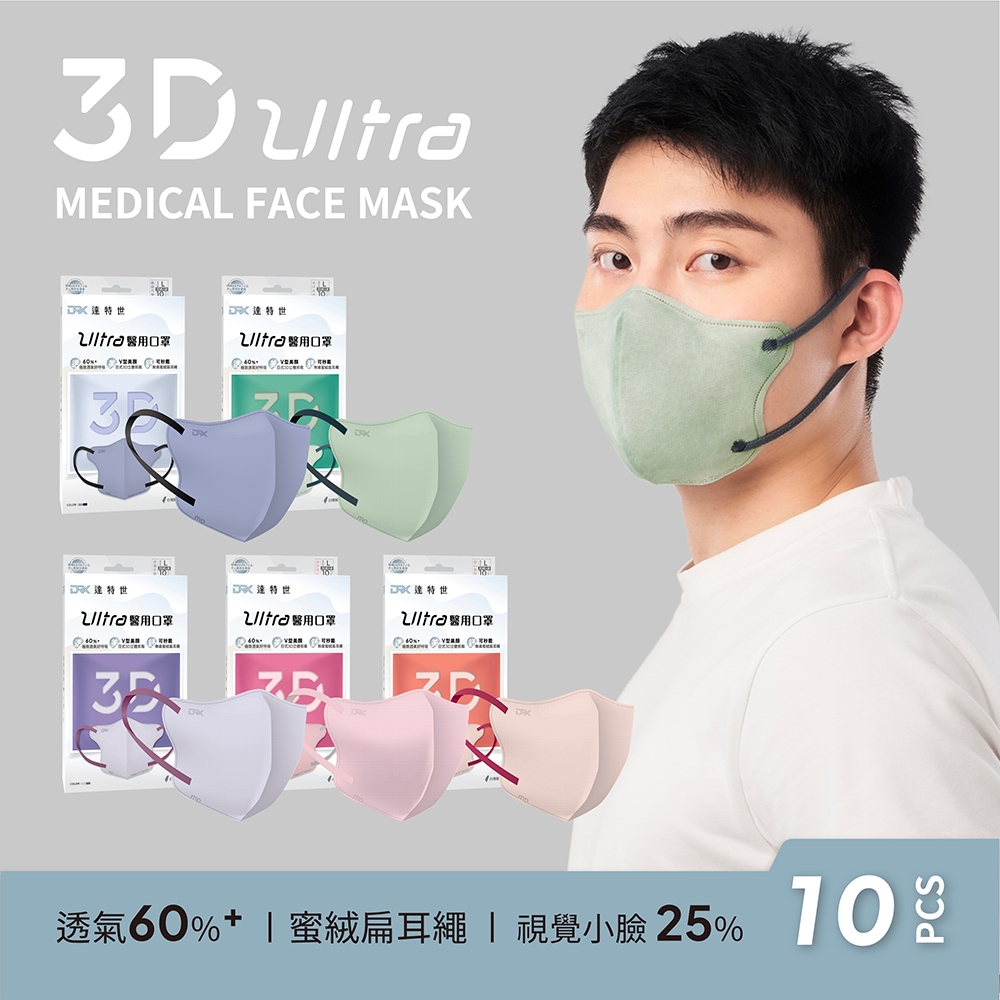 【DRX達特世】醫用3D Ultra口罩-森林綠映/成人10入 (任選5款), , large