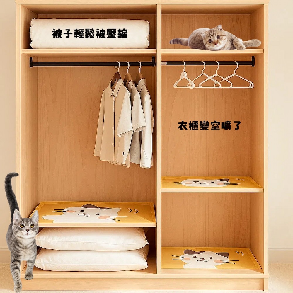 【A&R】六入組 喵趣真空加厚壓縮袋 100x80cm&times;2、100x70cm&times;2、80x56cm&times;2, , large