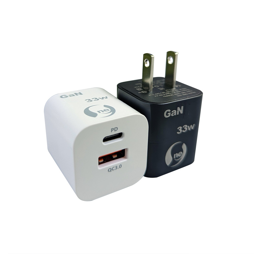 【O-ONE】氮化鎵快速充電頭 33W安全超快充 USB+TypeC雙孔輸出 體積小充電快 時尚白 (贈收納袋 送完為止), , large
