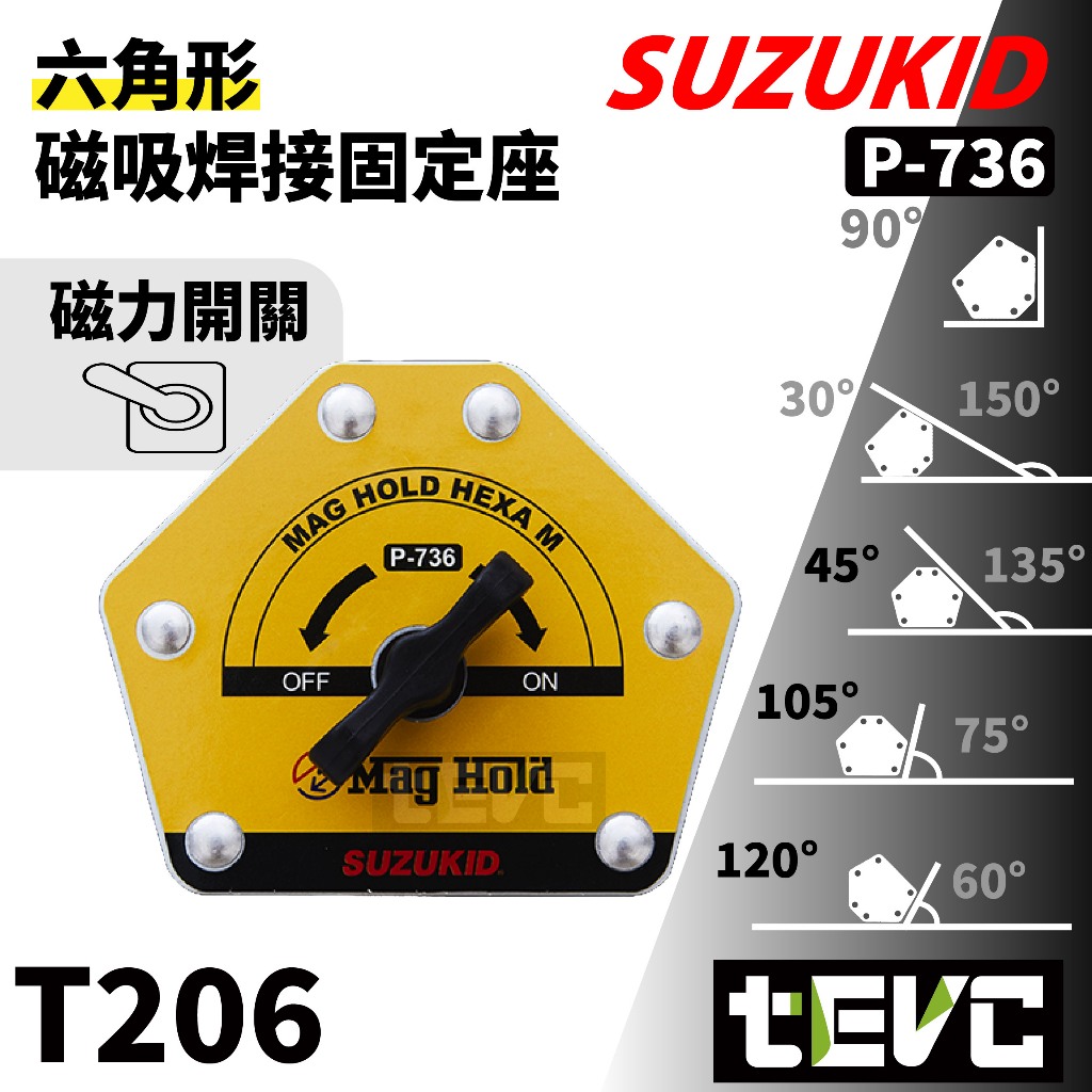 《tevc》發票 SUZUKID 六角形 焊接固定器 開關控磁 磁性 強磁焊接固定器 焊接輔助器 焊接定位器 磁吸固定器, , large