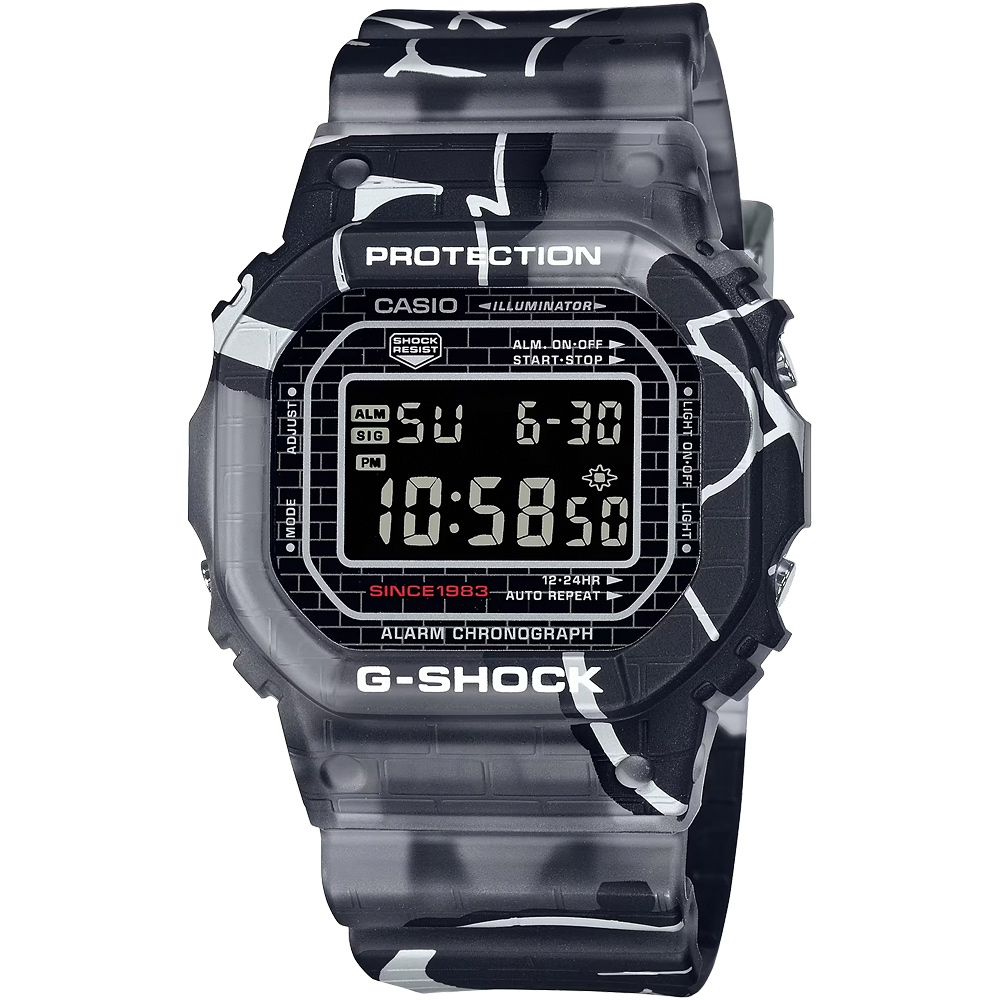 CASIO 卡西歐 G-SHOCK 街頭原創塗鴉藝術 經典方形電子錶  DW-5000SS-1, , large