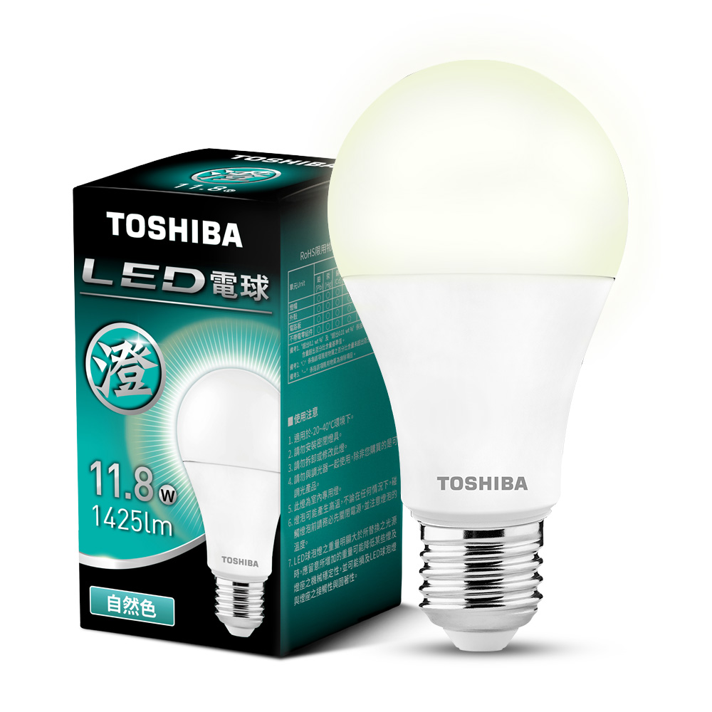 [TOSHIBA] 60-pack Original Box, Cheng Series LED Wide Angle Bulbs, 11.8W, High Brightness, Energy Saving (Natural Color), , large