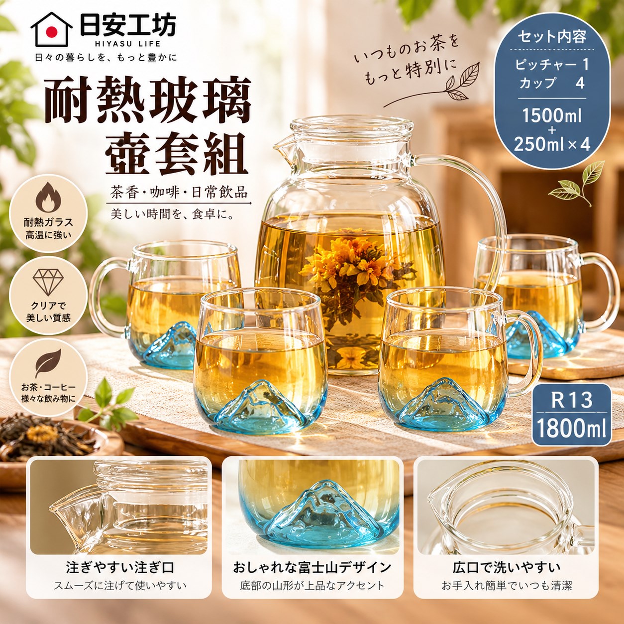 【HIYASU日安工坊】日安工坊R13壺套組(一壺4杯), , large
