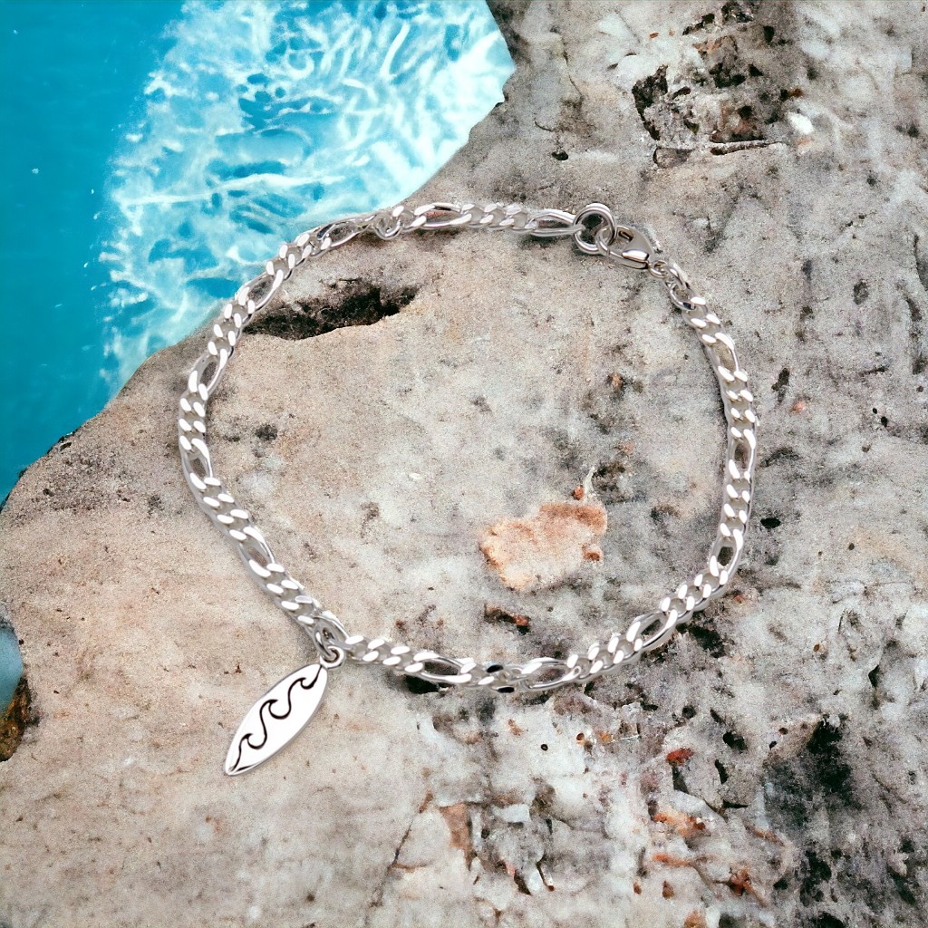 【Angel & Me】Surfboard s925 sterling silver bracelet model birthday gift, , large