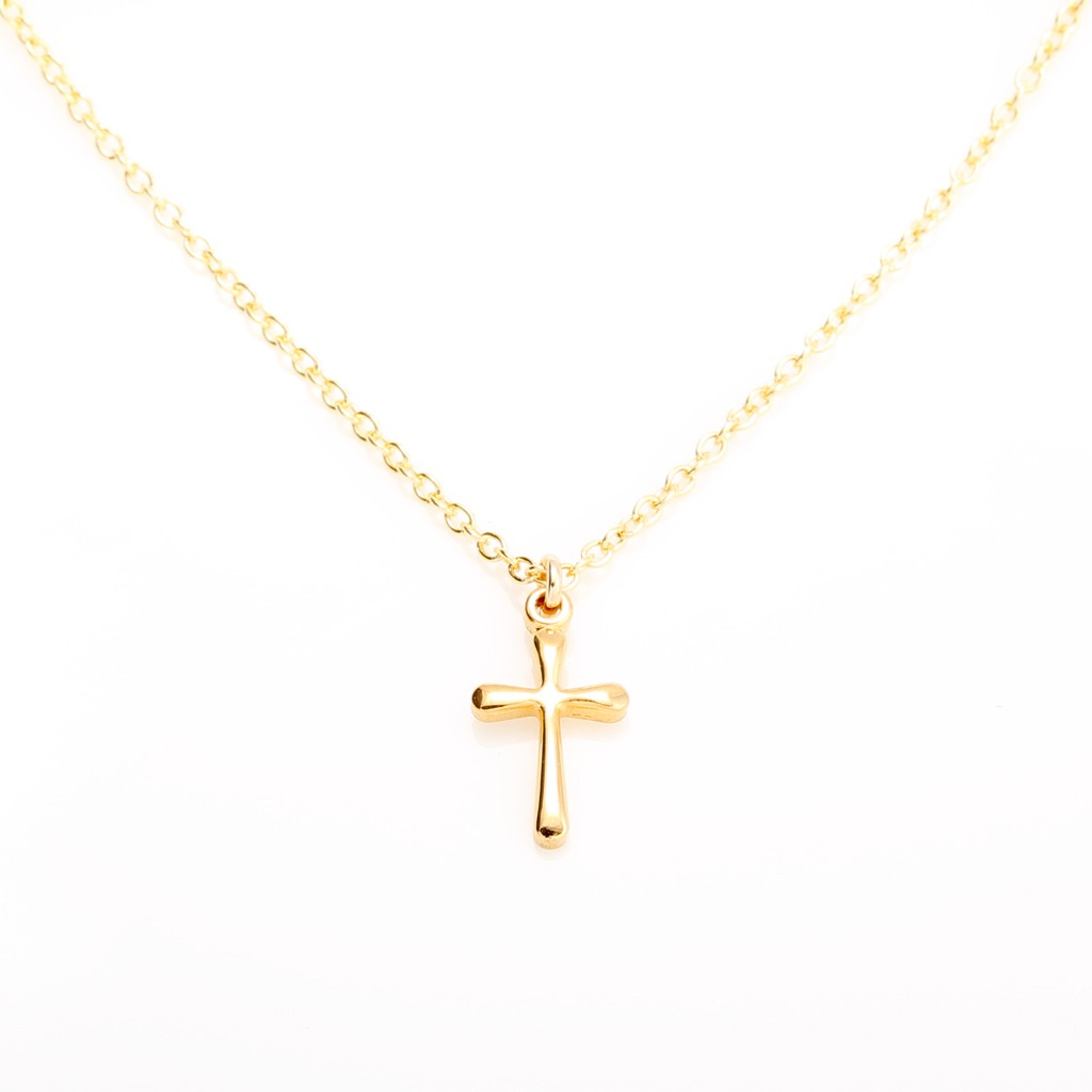 【Angel & Me】14KGF Gold-filled Gold Simple Cross Necklace Birthday Gift, , large