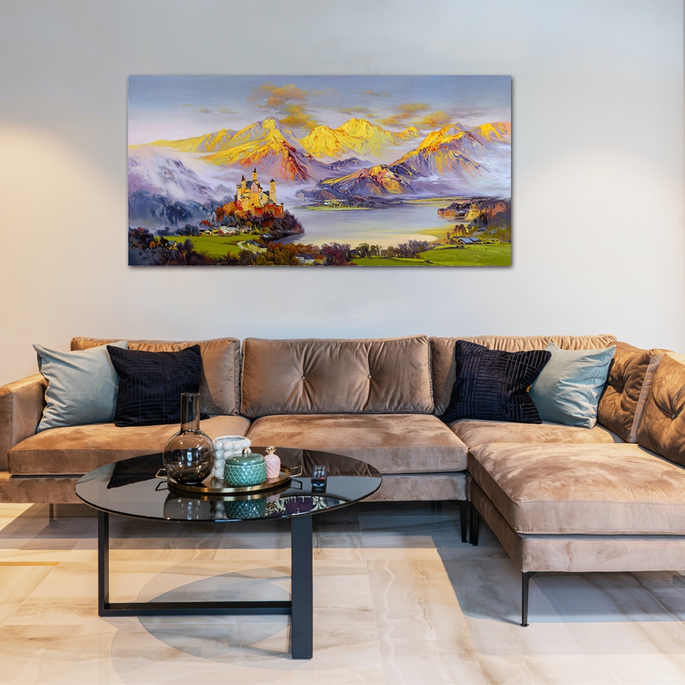 【御畫房】金山城堡 國家一級畫師手繪油畫60&times;120cm(VF-122), , large