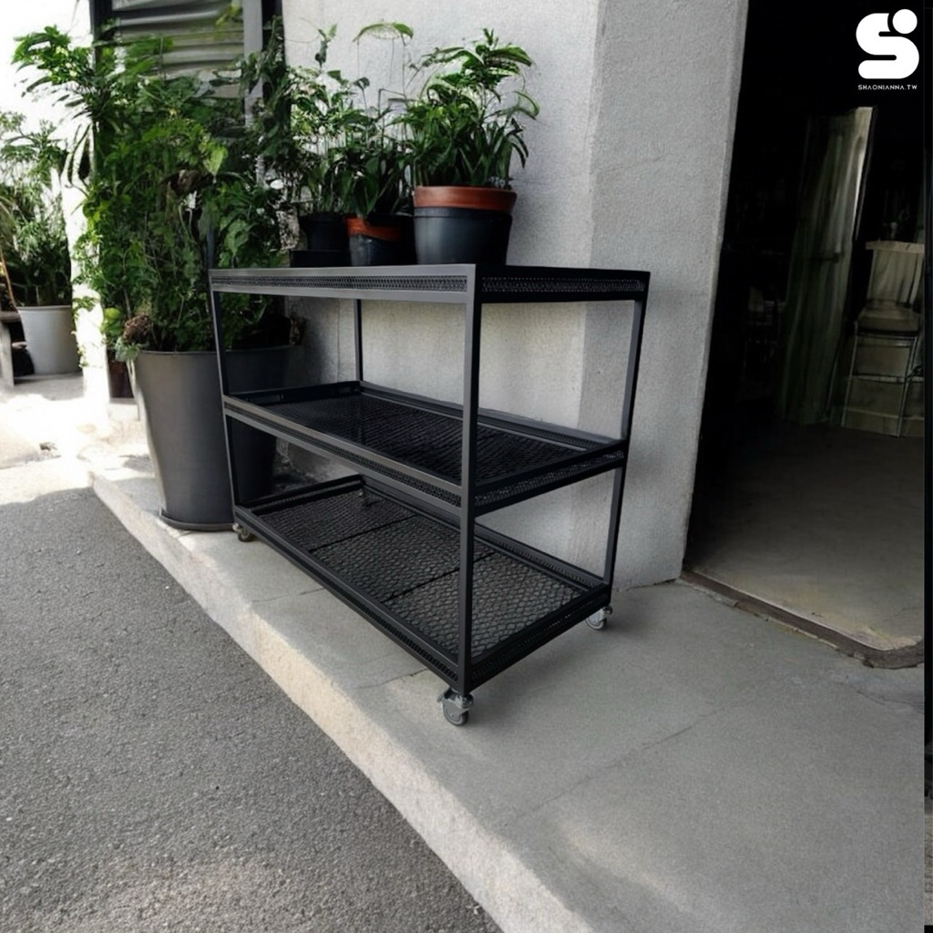 【 SHAONIANNA.TW 】綠植生活感 Urban Mesh 工業風多功能推車架｜可放盆栽 Loft Grid 工業網格推車｜花器／收納兩用, , large