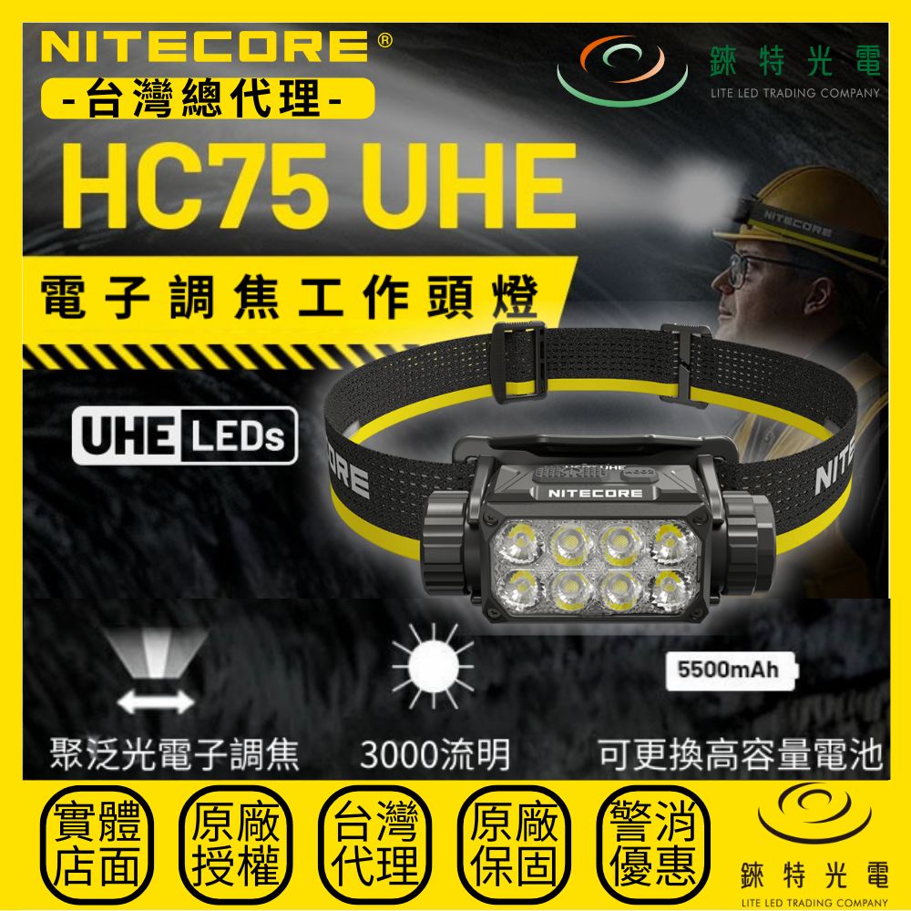 【錸特光電】NITECORE HC75 UHE 電子調焦工作燈, , large
