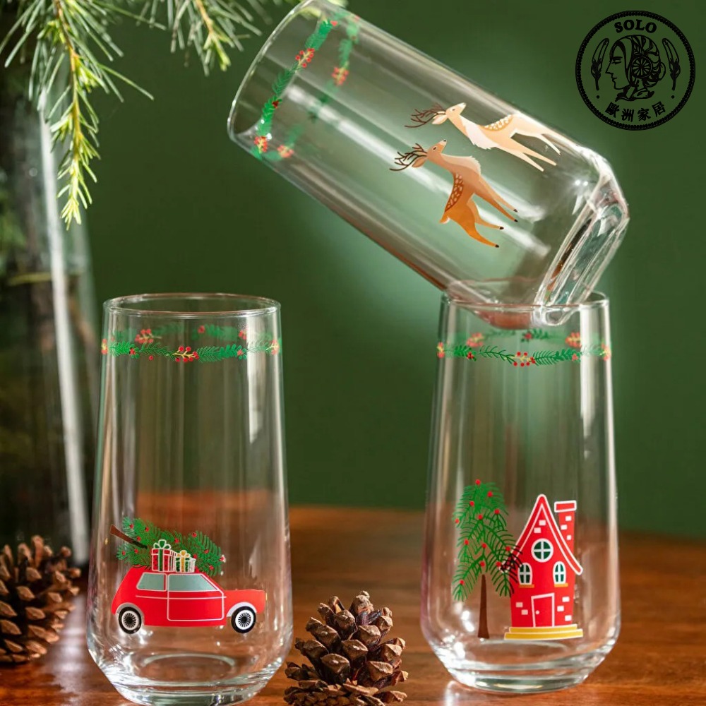【SOLO歐洲家居】LCW Home 土耳其製 470ml 聖誕節玻璃杯三入組 茶杯 水杯 果汁杯 咖啡杯, , large