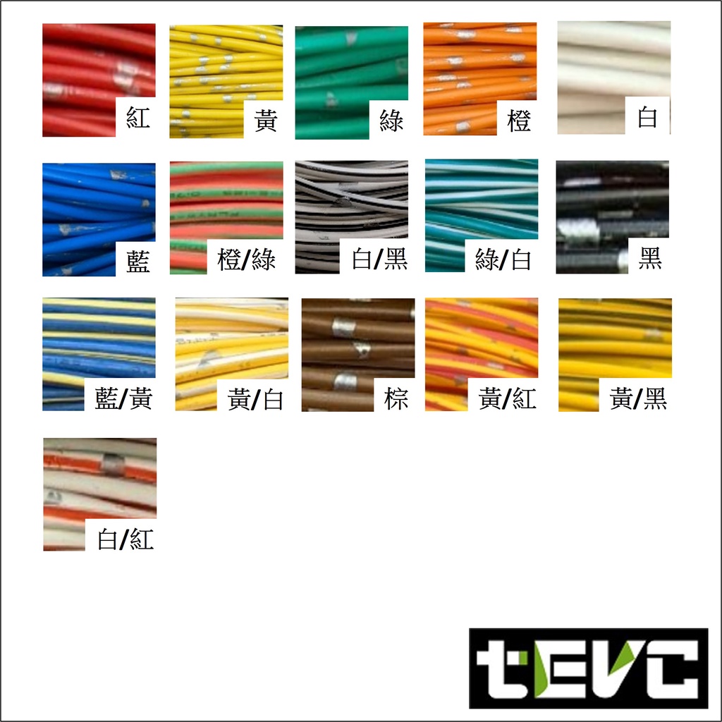 《tevc》0.75 mm&sup2; 德規 歐規 汽車花線 耐溫 車用電線 AVSS 18AWG 花線 車用配線 W002, 白1公尺(白買5公尺以上才出貨), large