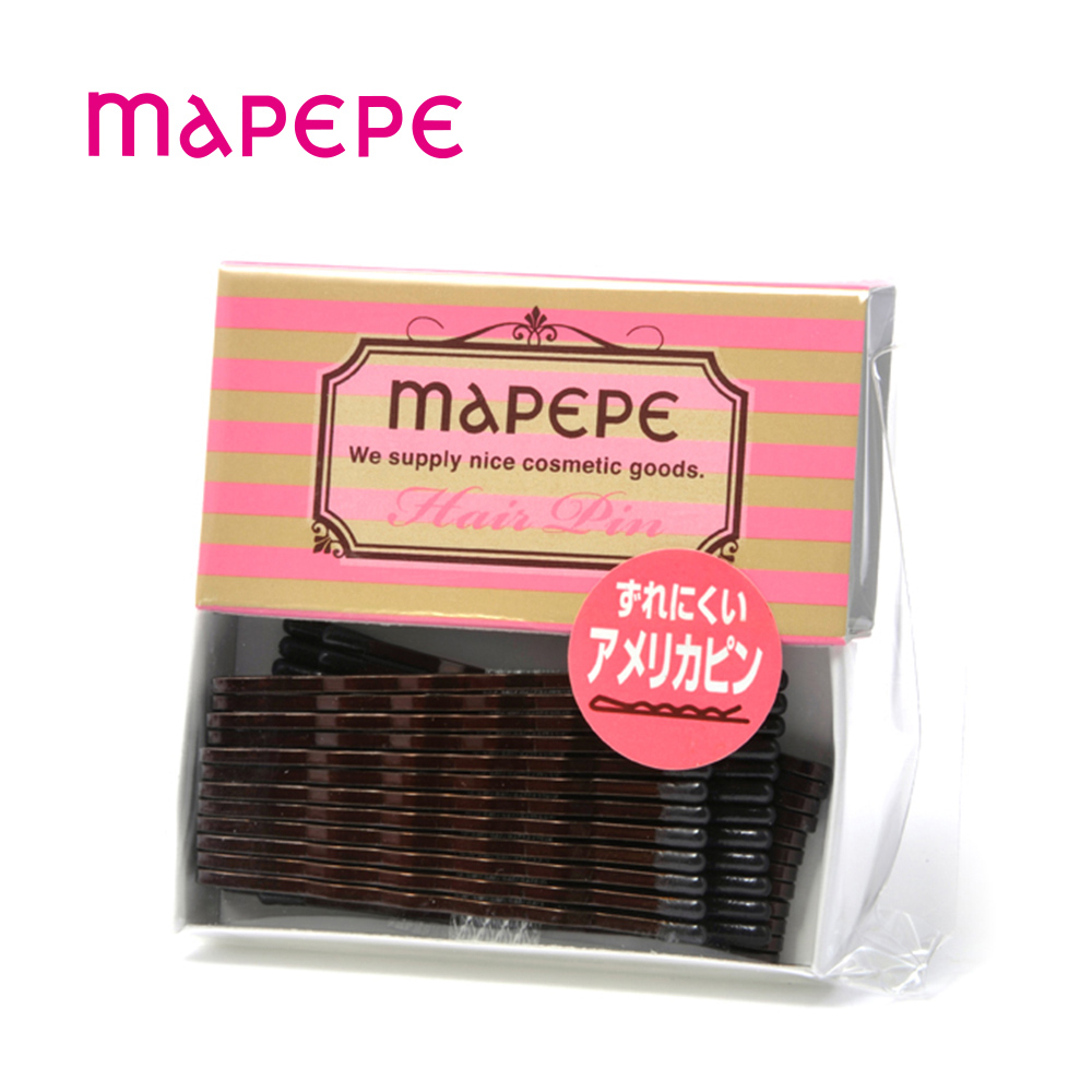 【千康嚴選】Mapepe 便利髮夾 日本製 (波浪咖啡色長毛夾/黑色平板毛夾), , large