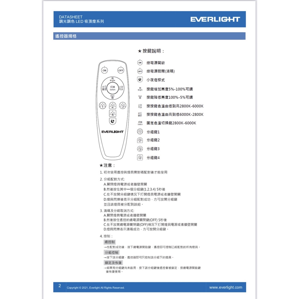 EVERLIGHT "Starry Sky" 50W Dimmable & Color-Tunable LED Ceiling Light with Remote Control (Universal Voltage), , large