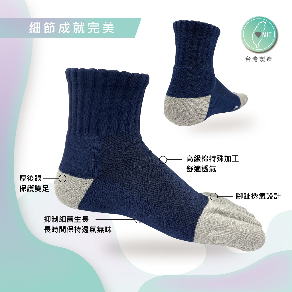 【現貨】MIT台灣製 4D護足運動五趾短襪 抑菌消臭 氣墊短襪 DR501-503, , large