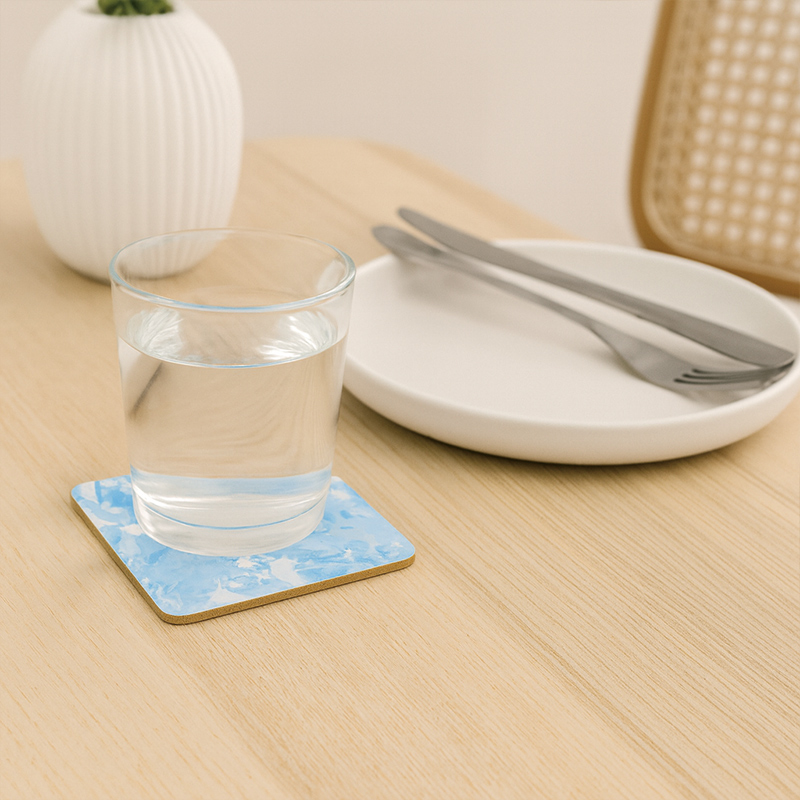 【Monster】 Soft Diatomaceous Earth Absorbent Coaster &ndash; Misty Sakura Tales (10x10cm) &ndash; Glacier Blue, , large